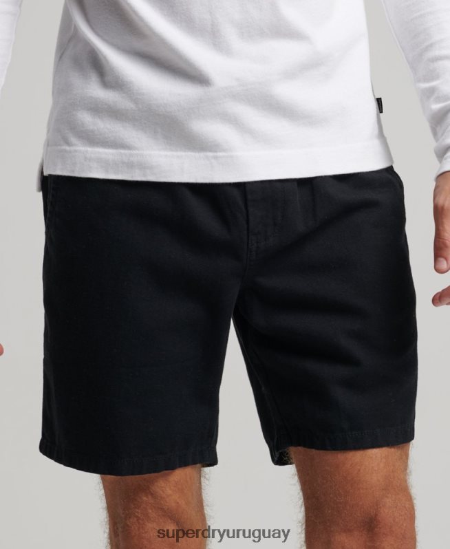 uy Superdry hombres shorts vintage sobreteñidos negro DT2N8Z322 ropa