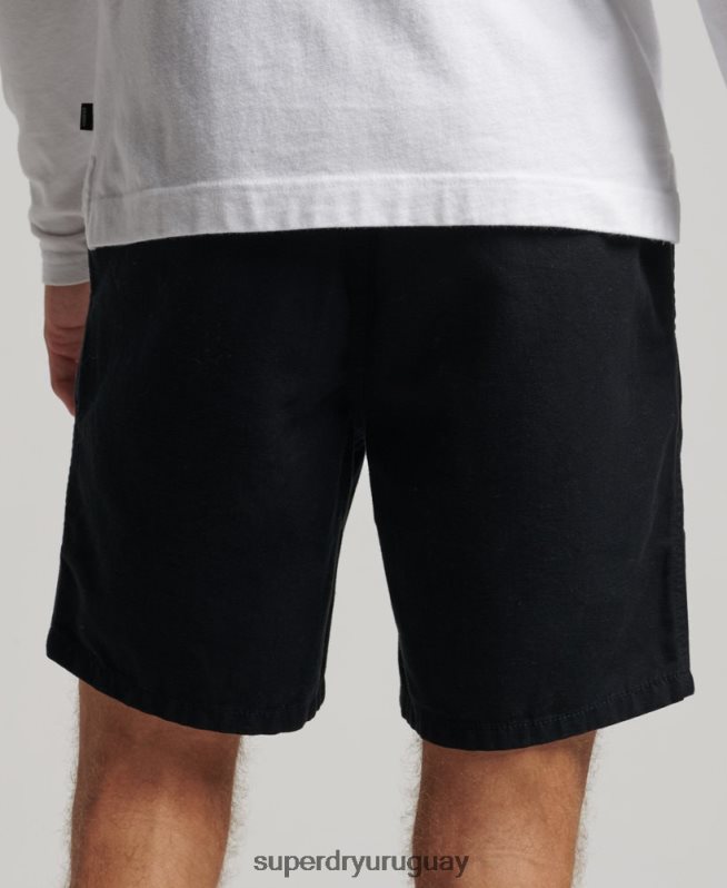 uy Superdry hombres shorts vintage sobreteñidos negro DT2N8Z322 ropa