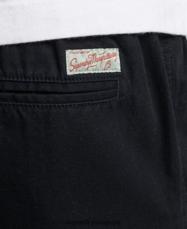 uy Superdry hombres shorts vintage sobreteñidos negro DT2N8Z322 ropa