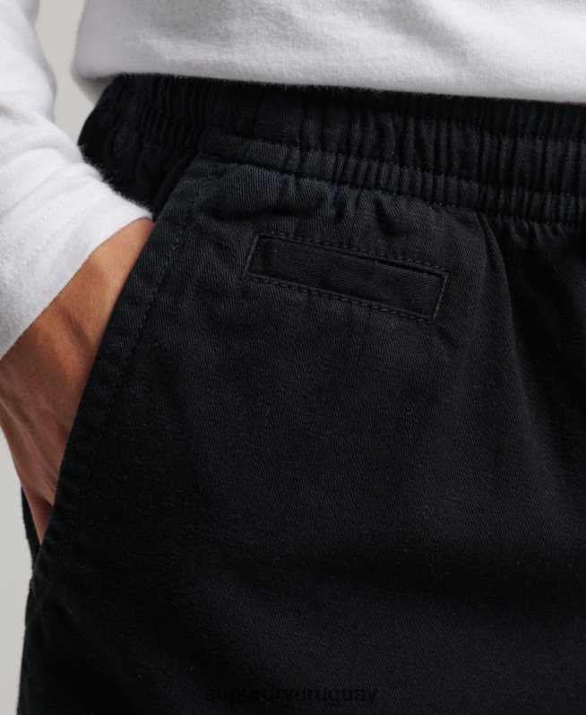 uy Superdry hombres shorts vintage sobreteñidos negro DT2N8Z322 ropa