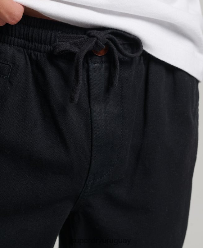 uy Superdry hombres shorts vintage sobreteñidos negro DT2N8Z322 ropa