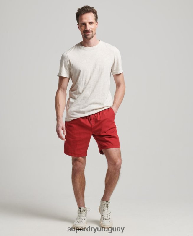 uy Superdry hombres shorts vintage sobreteñidos rojo DT2N8Z55 ropa