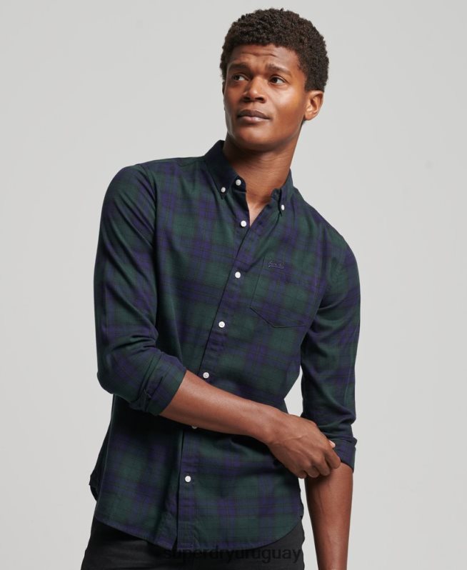 uy Superdry hombres camisa clásica con botones de Londres verde DT2N8Z164 ropa