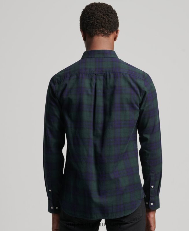 uy Superdry hombres camisa clásica con botones de Londres verde DT2N8Z164 ropa