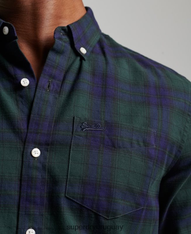 uy Superdry hombres camisa clásica con botones de Londres verde DT2N8Z164 ropa