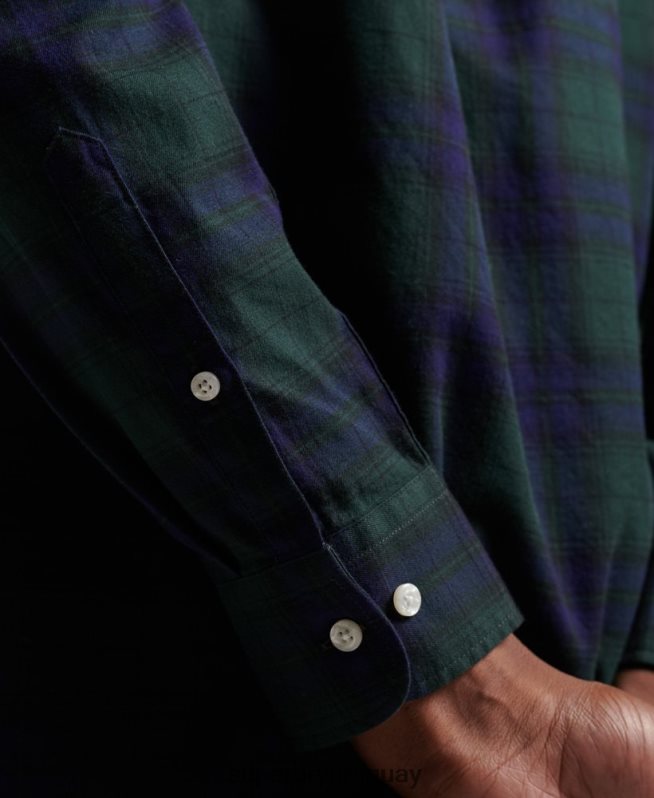 uy Superdry hombres camisa clásica con botones de Londres verde DT2N8Z164 ropa