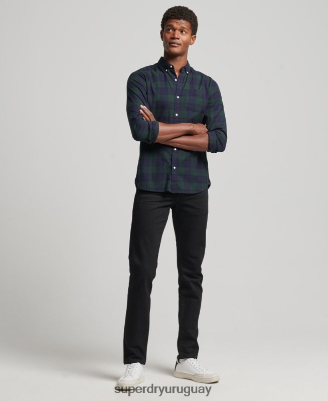 uy Superdry hombres camisa clásica con botones de Londres verde DT2N8Z164 ropa