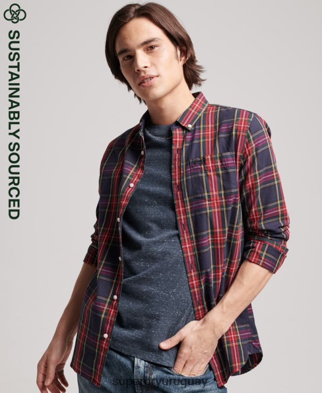 uy Superdry hombres camisa clásica de algodón orgánico con botones verde DT2N8Z203 ropa
