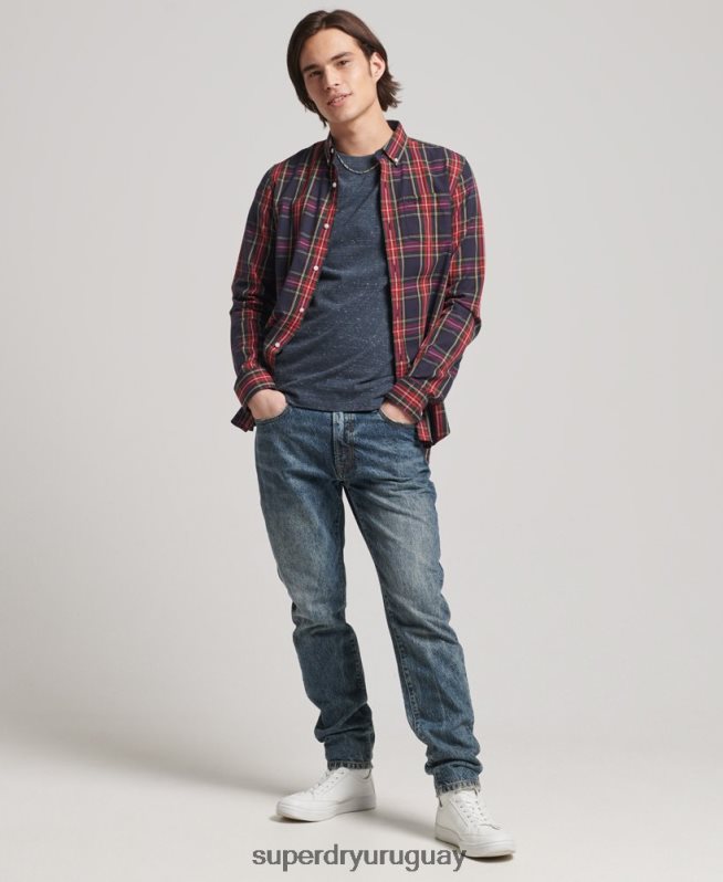 uy Superdry hombres camisa clásica de algodón orgánico con botones verde DT2N8Z203 ropa