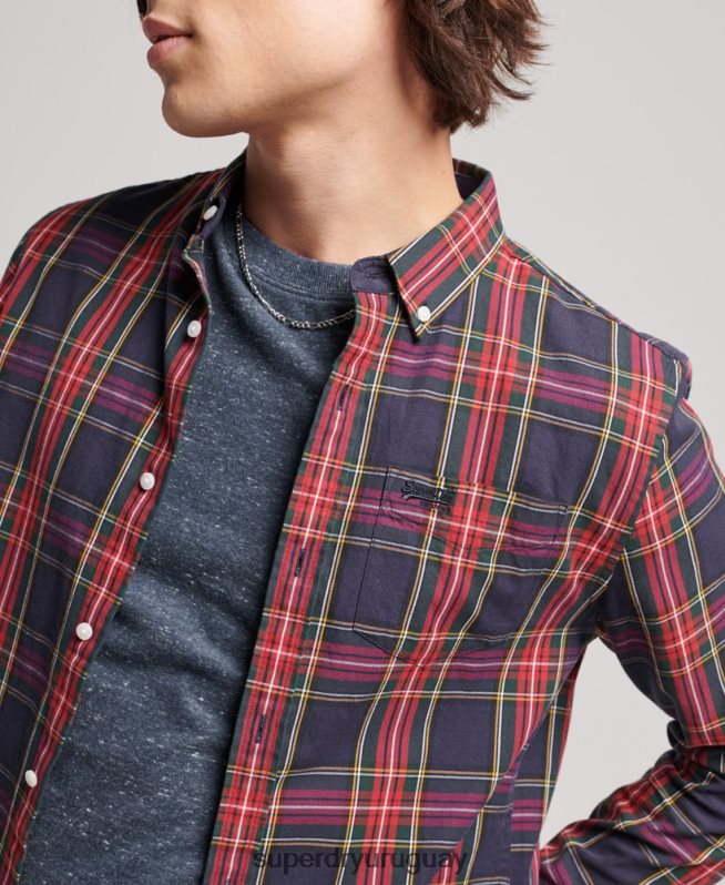 uy Superdry hombres camisa clásica de algodón orgánico con botones verde DT2N8Z203 ropa