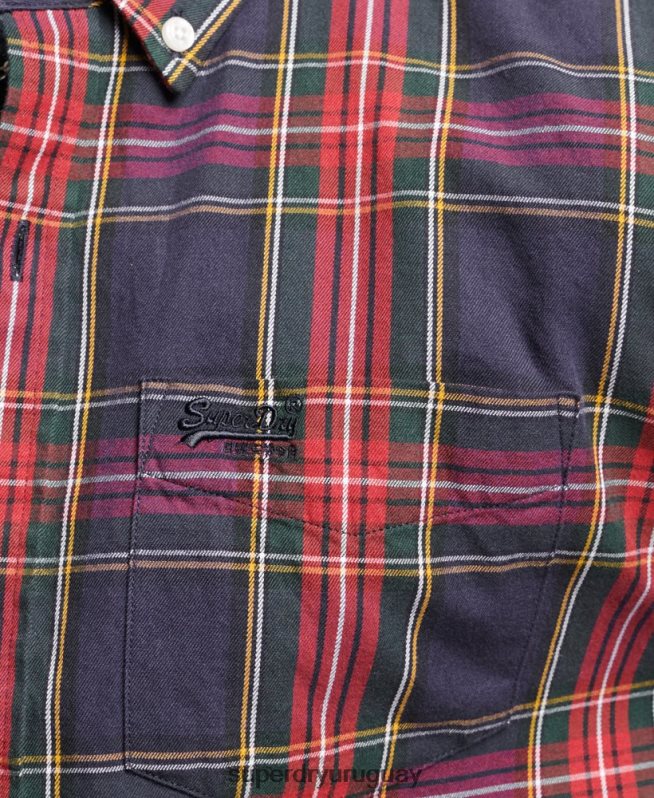 uy Superdry hombres camisa clásica de algodón orgánico con botones verde DT2N8Z203 ropa