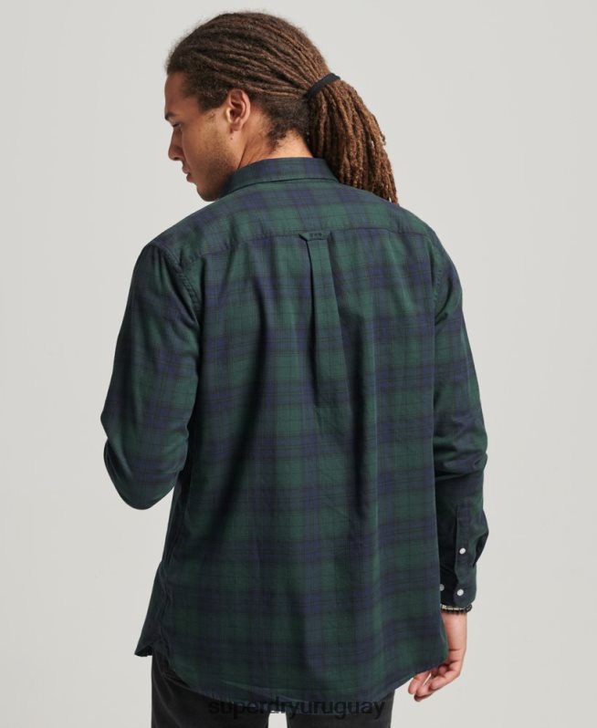 uy Superdry hombres camisa clásica de algodón orgánico con botones verde DT2N8Z215 ropa