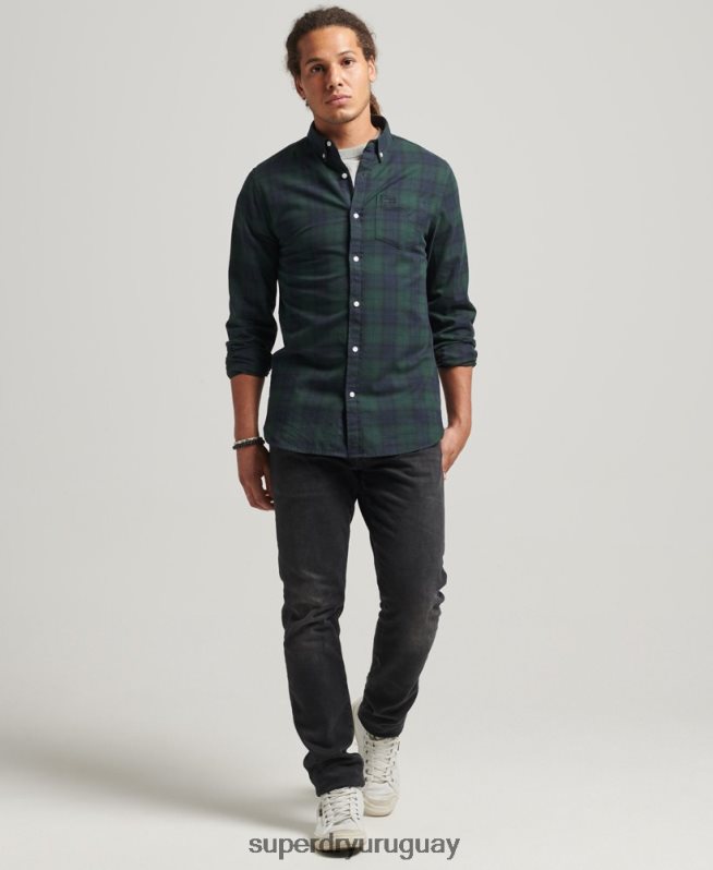 uy Superdry hombres camisa clásica de algodón orgánico con botones verde DT2N8Z215 ropa