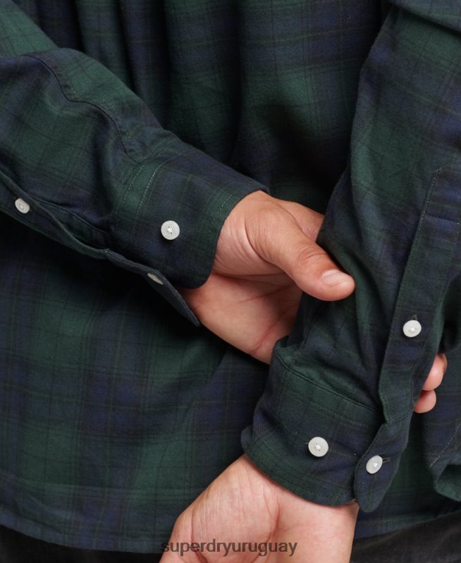 uy Superdry hombres camisa clásica de algodón orgánico con botones verde DT2N8Z215 ropa