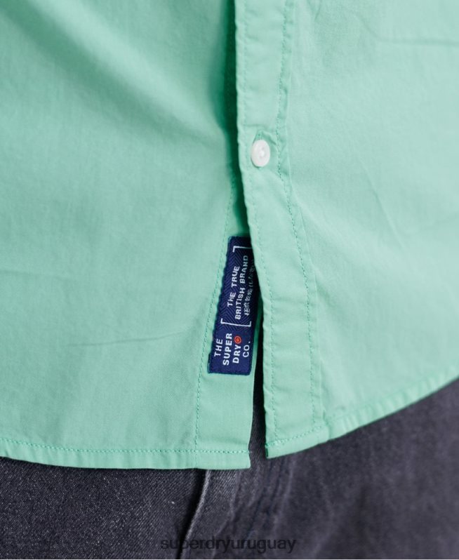 uy Superdry hombres camisa clásica de sarga ligera de manga larga verde DT2N8Z243 ropa