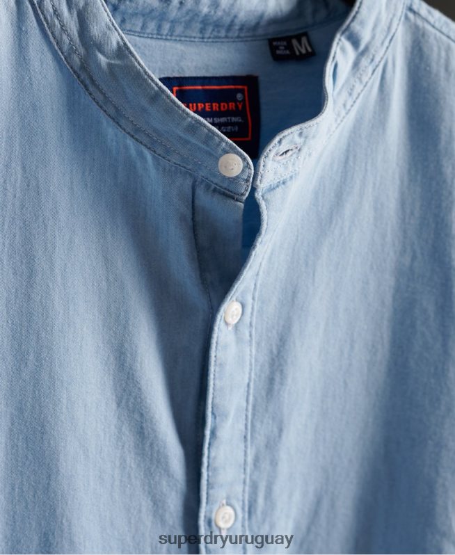 uy Superdry hombres camisa clásica de sarga lite granddad azul DT2N8Z242 ropa