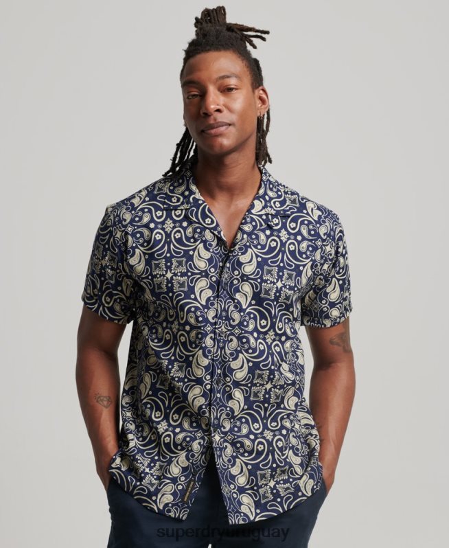 uy Superdry hombres camisa con cuello abierto Armada DT2N8Z123 ropa