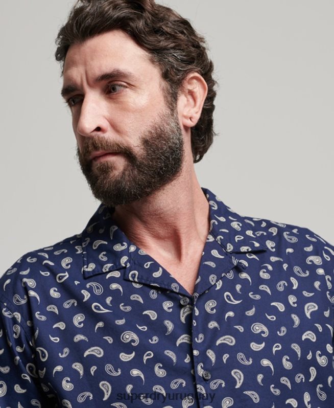 uy Superdry hombres camisa con cuello abierto Armada DT2N8Z130 ropa