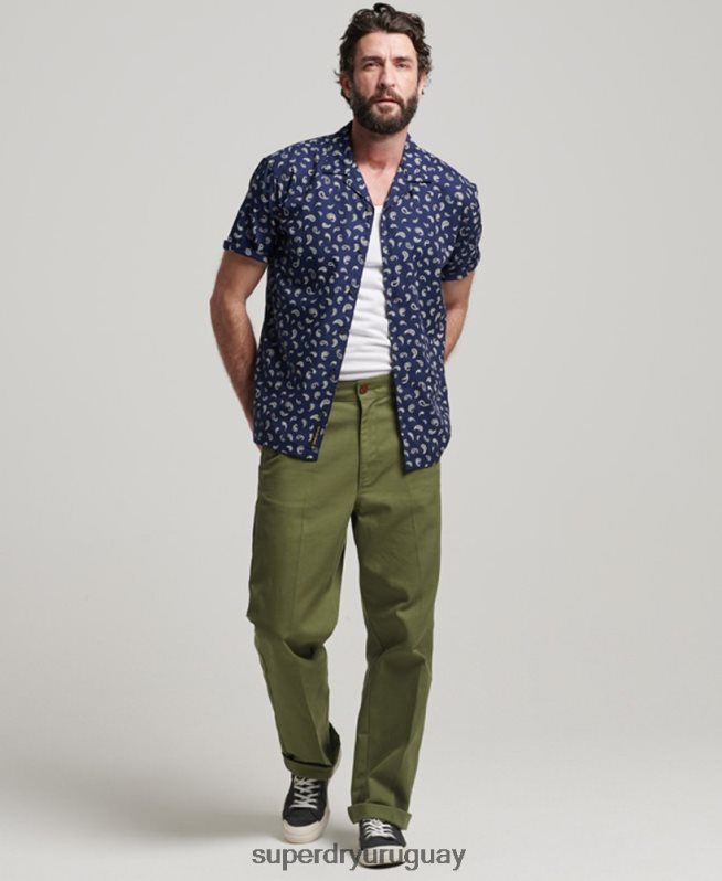 uy Superdry hombres camisa con cuello abierto Armada DT2N8Z130 ropa