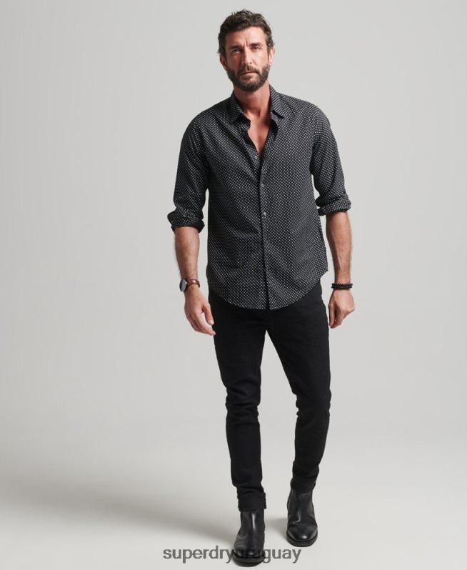 uy Superdry hombres camisa con estampado completo negro DT2N8Z230 ropa