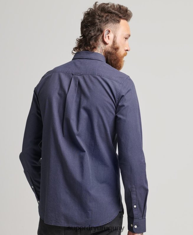 uy Superdry hombres camisa de algodón con microcuadros Armada DT2N8Z178 ropa