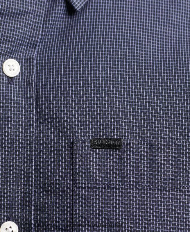 uy Superdry hombres camisa de algodón con microcuadros Armada DT2N8Z178 ropa