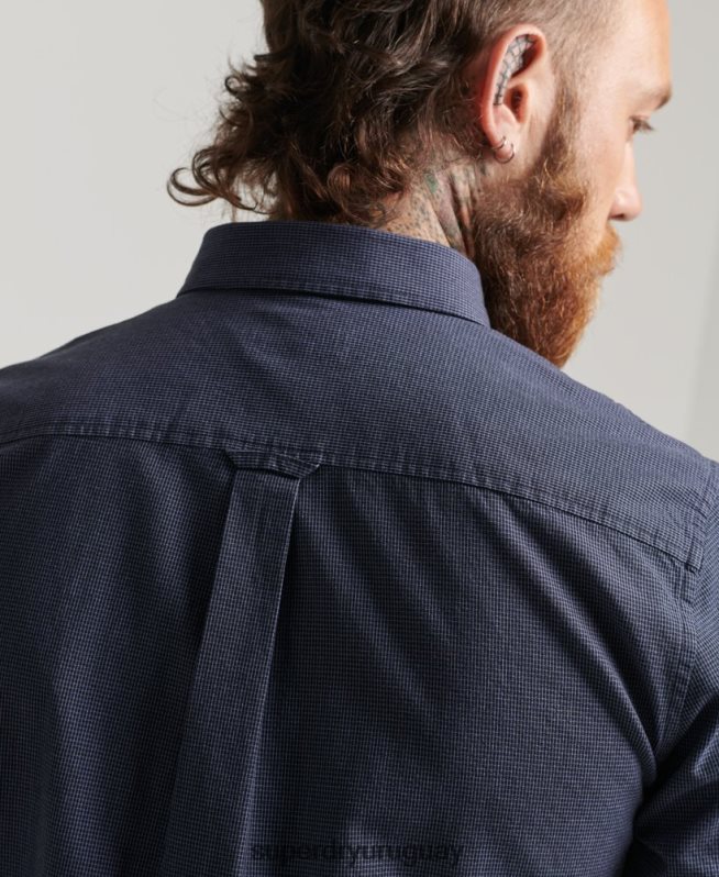 uy Superdry hombres camisa de algodón con microcuadros Armada DT2N8Z178 ropa