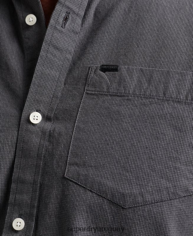 uy Superdry hombres camisa de algodón con microcuadros gris DT2N8Z211 ropa
