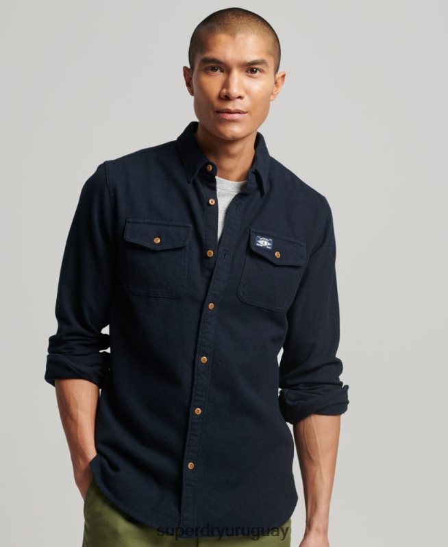 uy Superdry hombres camisa de franela trailsman de algodón orgánico Armada DT2N8Z179 ropa