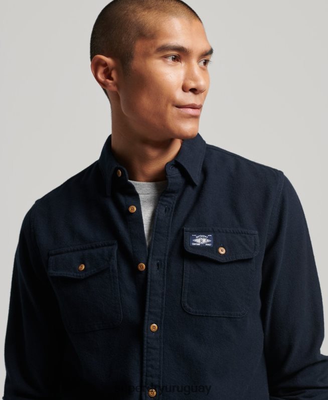 uy Superdry hombres camisa de franela trailsman de algodón orgánico Armada DT2N8Z179 ropa