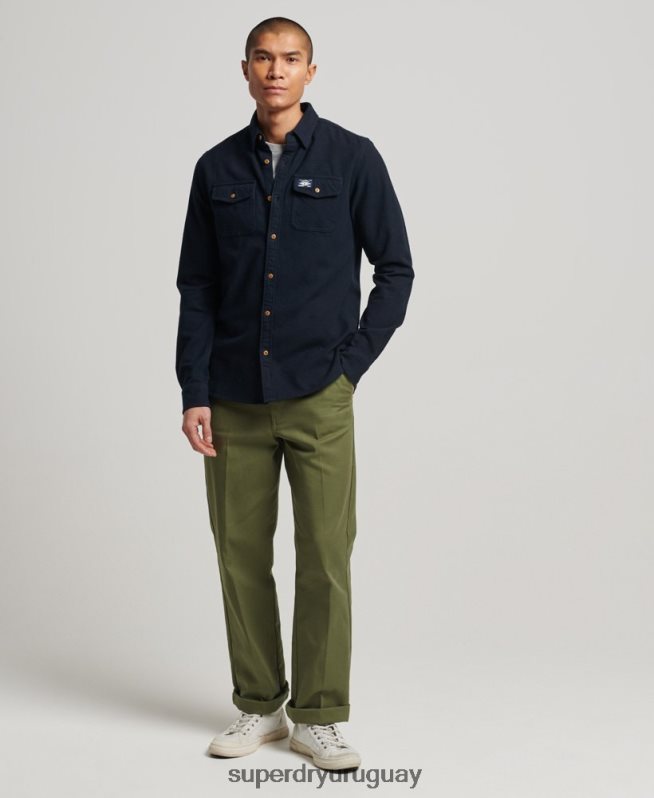 uy Superdry hombres camisa de franela trailsman de algodón orgánico Armada DT2N8Z179 ropa