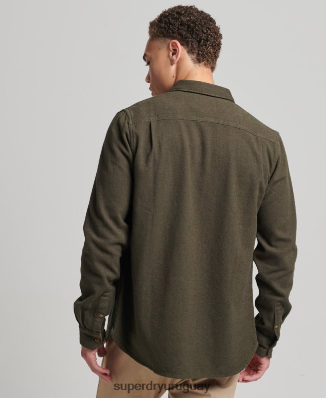 uy Superdry hombres camisa de franela trailsman de algodón orgánico caqui DT2N8Z168 ropa