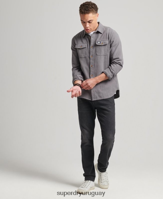 uy Superdry hombres camisa de franela trailsman de algodón orgánico gris DT2N8Z192 ropa
