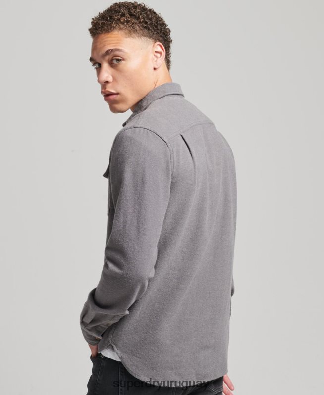 uy Superdry hombres camisa de franela trailsman de algodón orgánico gris DT2N8Z192 ropa