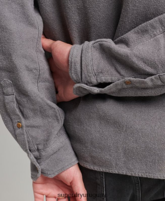 uy Superdry hombres camisa de franela trailsman de algodón orgánico gris DT2N8Z192 ropa