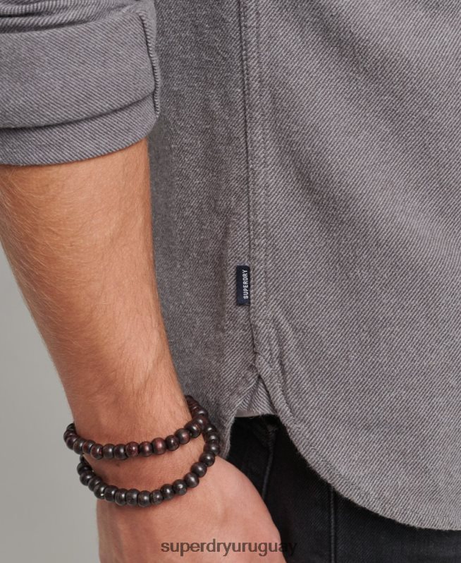 uy Superdry hombres camisa de franela trailsman de algodón orgánico gris DT2N8Z192 ropa