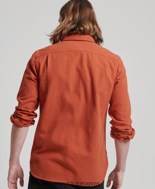 uy Superdry hombres camisa de franela trailsman de algodón orgánico naranja DT2N8Z158 ropa
