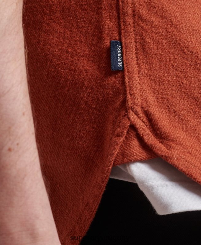 uy Superdry hombres camisa de franela trailsman de algodón orgánico naranja DT2N8Z158 ropa