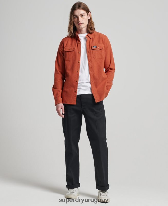 uy Superdry hombres camisa de franela trailsman de algodón orgánico naranja DT2N8Z158 ropa