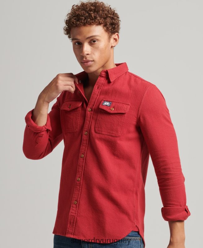 uy Superdry hombres camisa de franela trailsman de algodón orgánico rojo DT2N8Z161 ropa