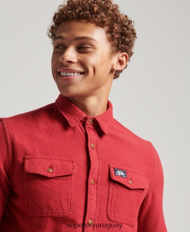 uy Superdry hombres camisa de franela trailsman de algodón orgánico rojo DT2N8Z161 ropa