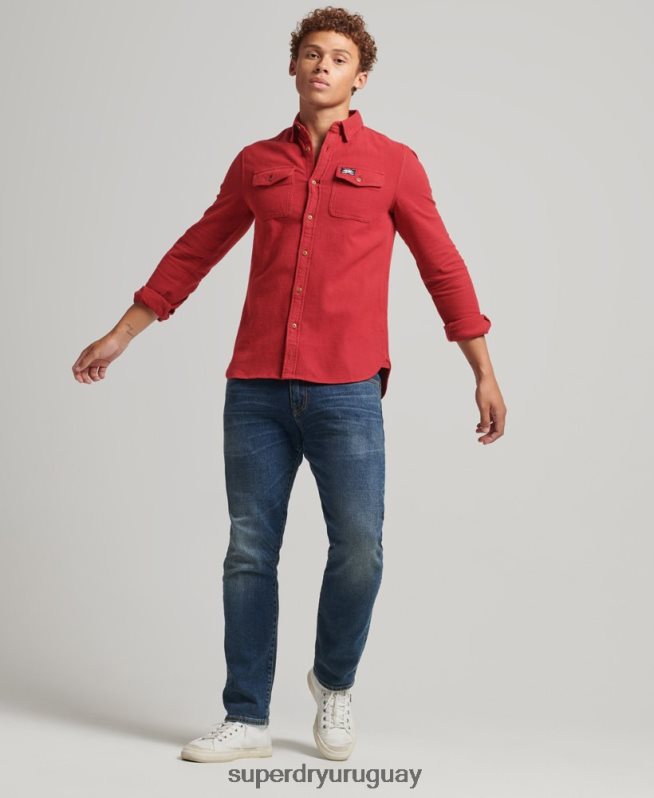 uy Superdry hombres camisa de franela trailsman de algodón orgánico rojo DT2N8Z161 ropa