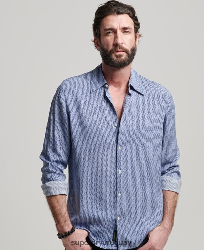 uy Superdry hombres camisa de los 70 azul DT2N8Z180 ropa
