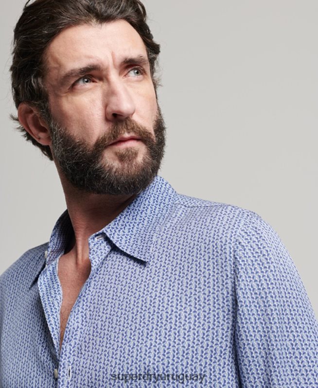 uy Superdry hombres camisa de los 70 azul DT2N8Z180 ropa