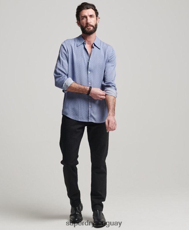 uy Superdry hombres camisa de los 70 azul DT2N8Z180 ropa