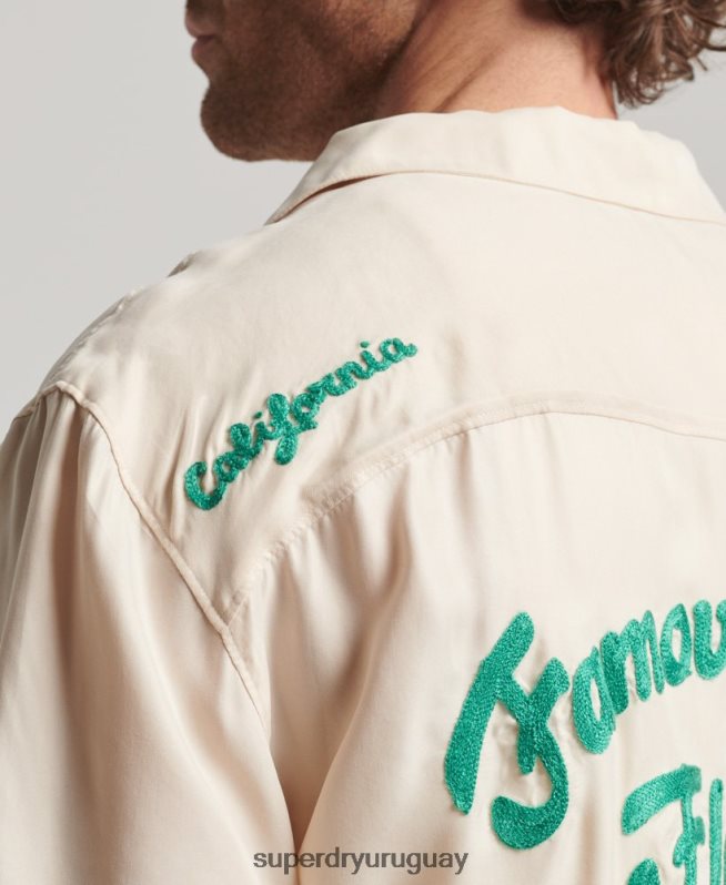 uy Superdry hombres camisa de manga corta de bolos vintage crema DT2N8Z170 ropa