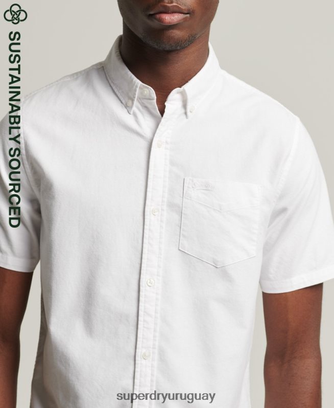 uy Superdry hombres camisa de manga corta vintage oxford de algodón orgánico blanco DT2N8Z233 ropa