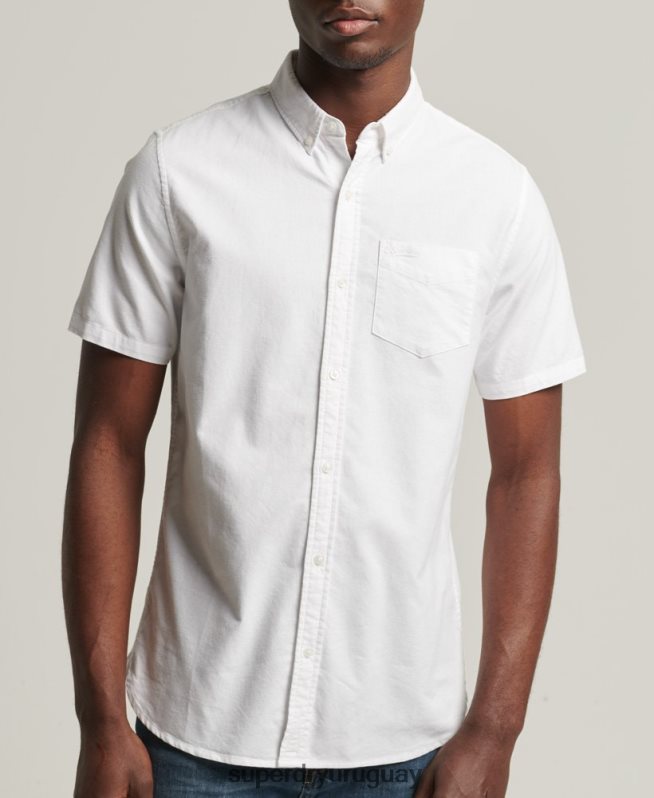 uy Superdry hombres camisa de manga corta vintage oxford de algodón orgánico blanco DT2N8Z233 ropa
