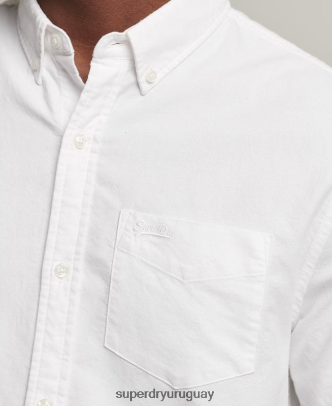 uy Superdry hombres camisa de manga corta vintage oxford de algodón orgánico blanco DT2N8Z233 ropa