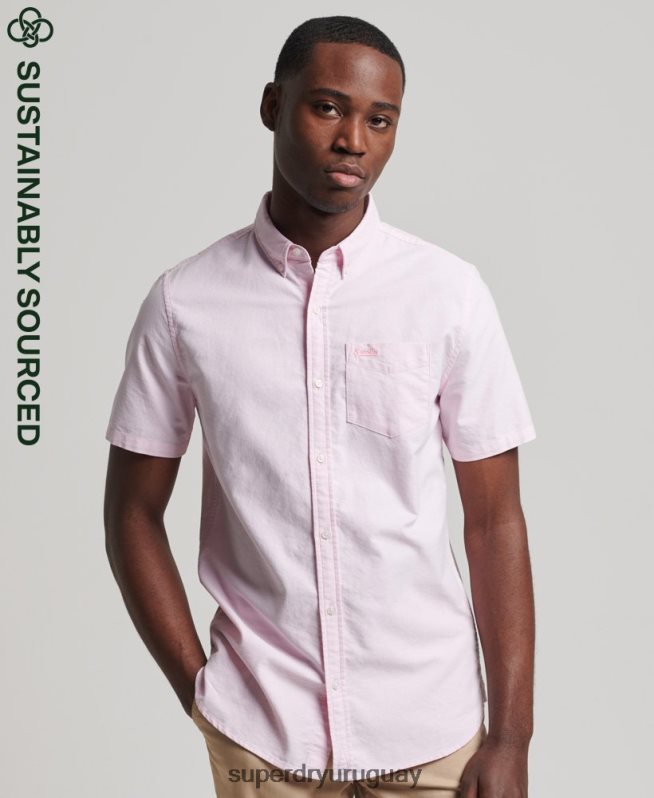 uy Superdry hombres camisa de manga corta vintage oxford de algodón orgánico rosa DT2N8Z197 ropa
